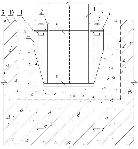 Whole body embedded type rigid pedestal and construction method thereof