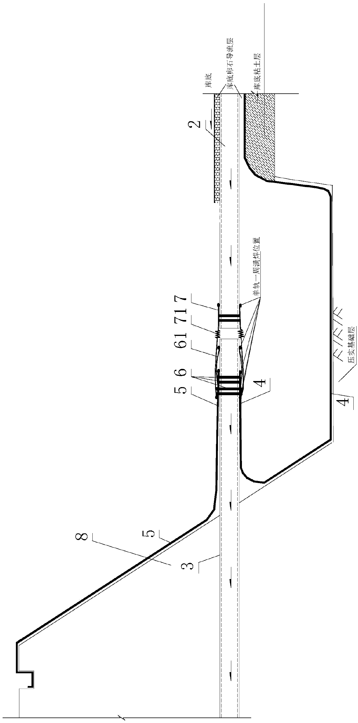 Connection structure for percolate drainage pipe and dam penetrating pipe of solid waste disposal site and construction method