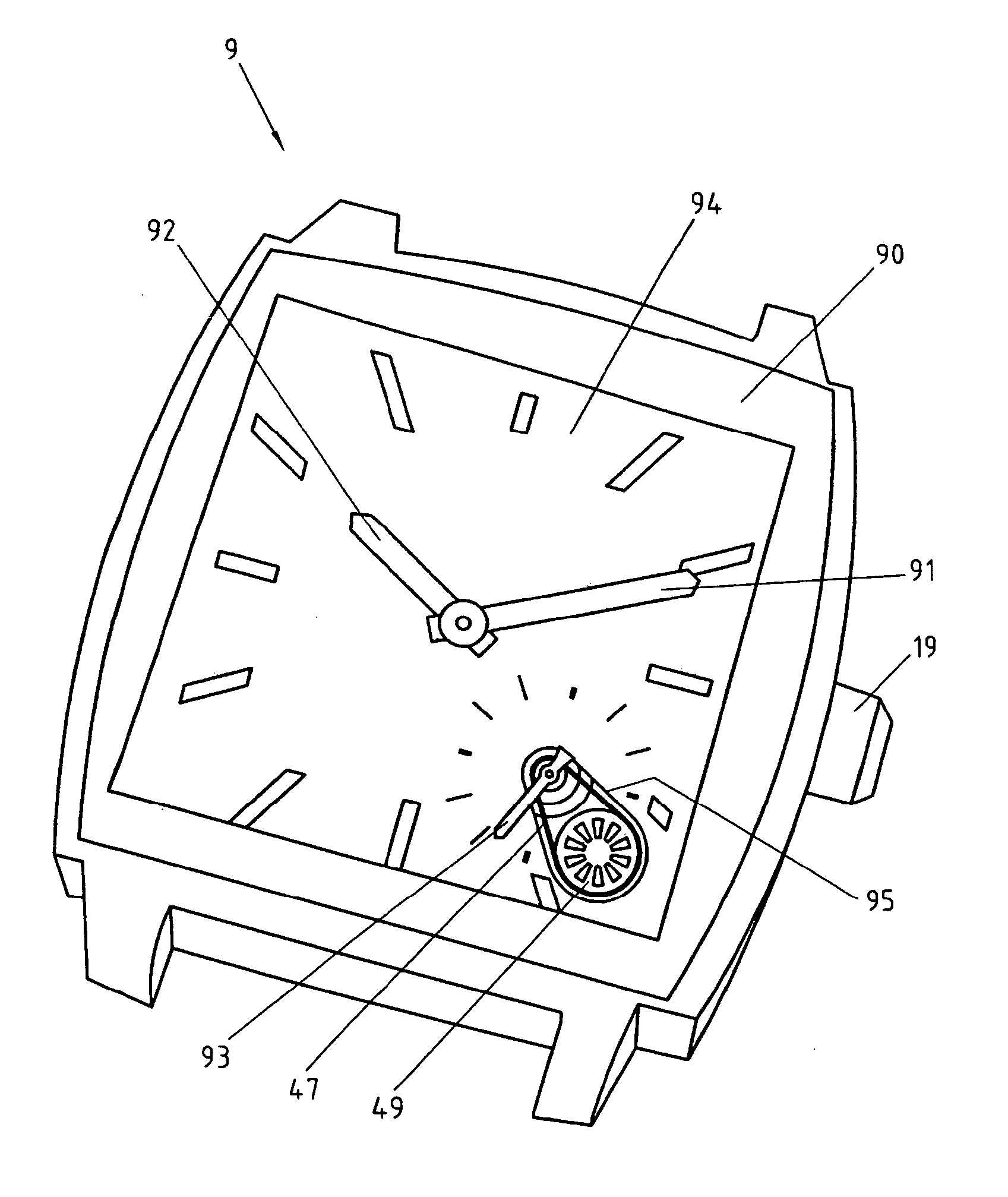 Clockwork movement for a wristwatch