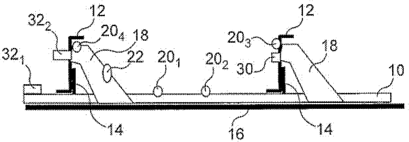 Fuselage structure for the combined fastening of an insulation mattress and devices, and aircraft including such a structure