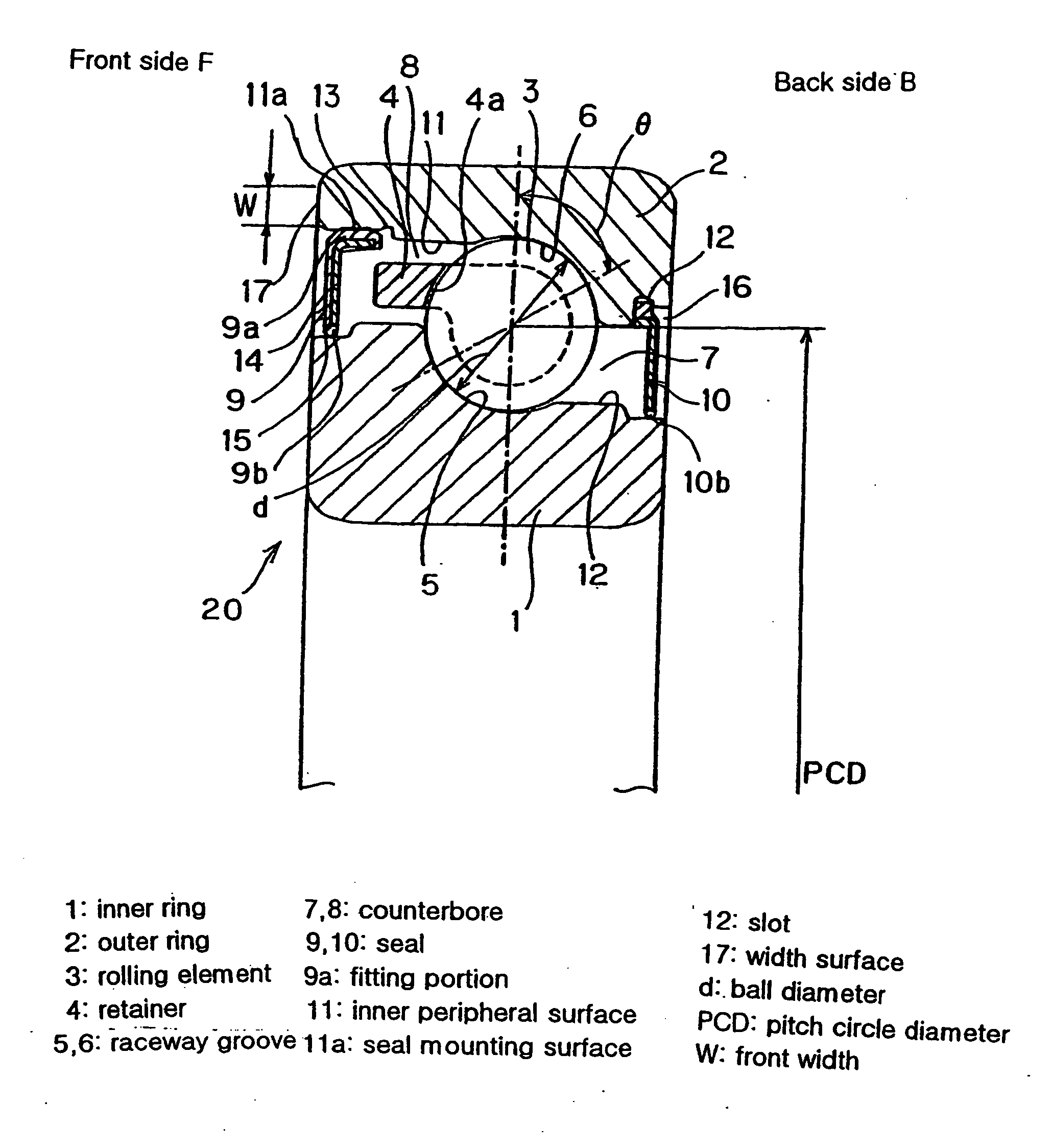 Angular ball bearing and rolling bearing