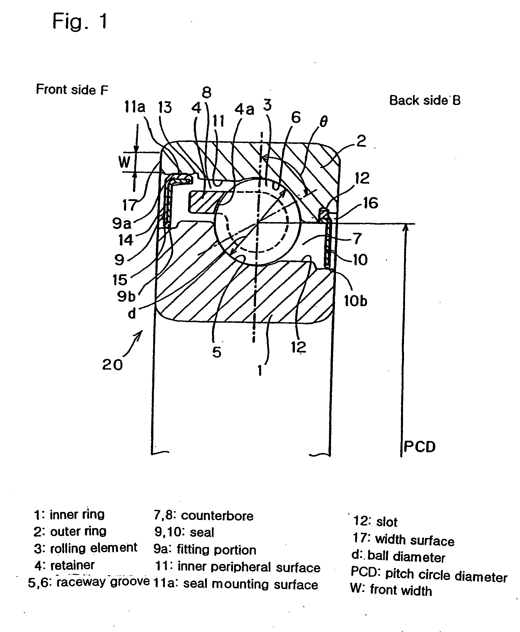 Angular ball bearing and rolling bearing