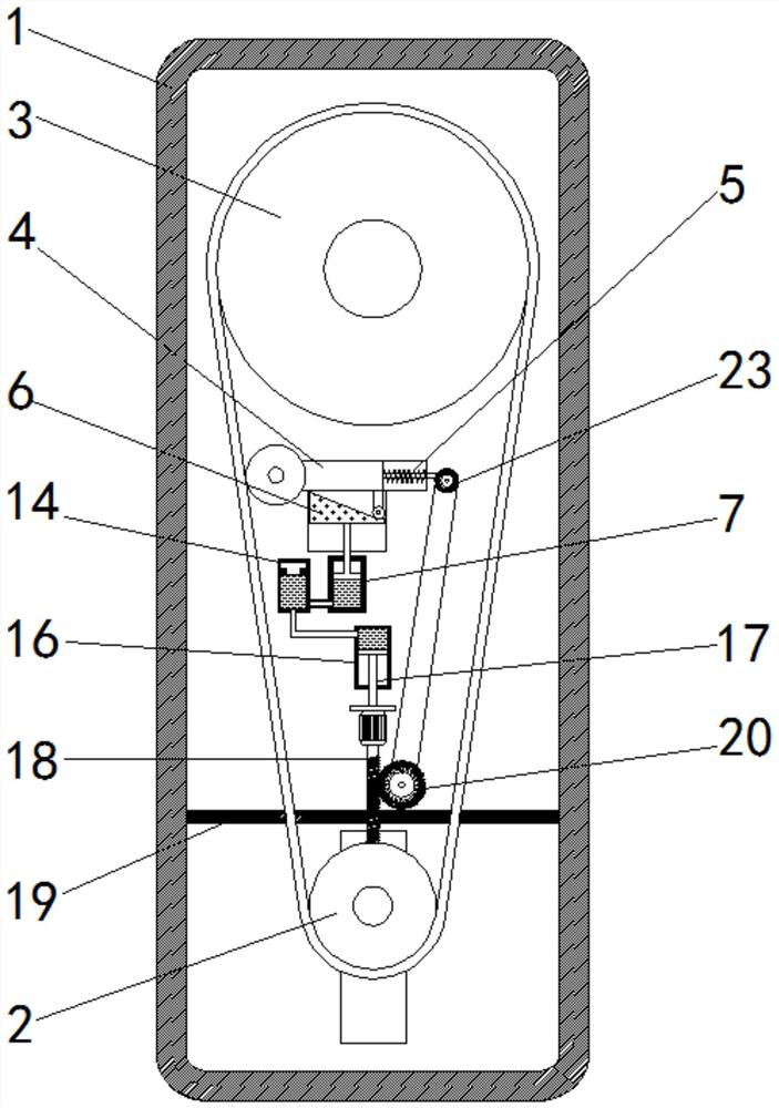 Sewing machine device capable of automatically tensioning belt and facilitating belt replacement