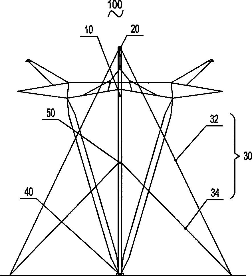 Inversely assembling process for standing stay wire V-type tower