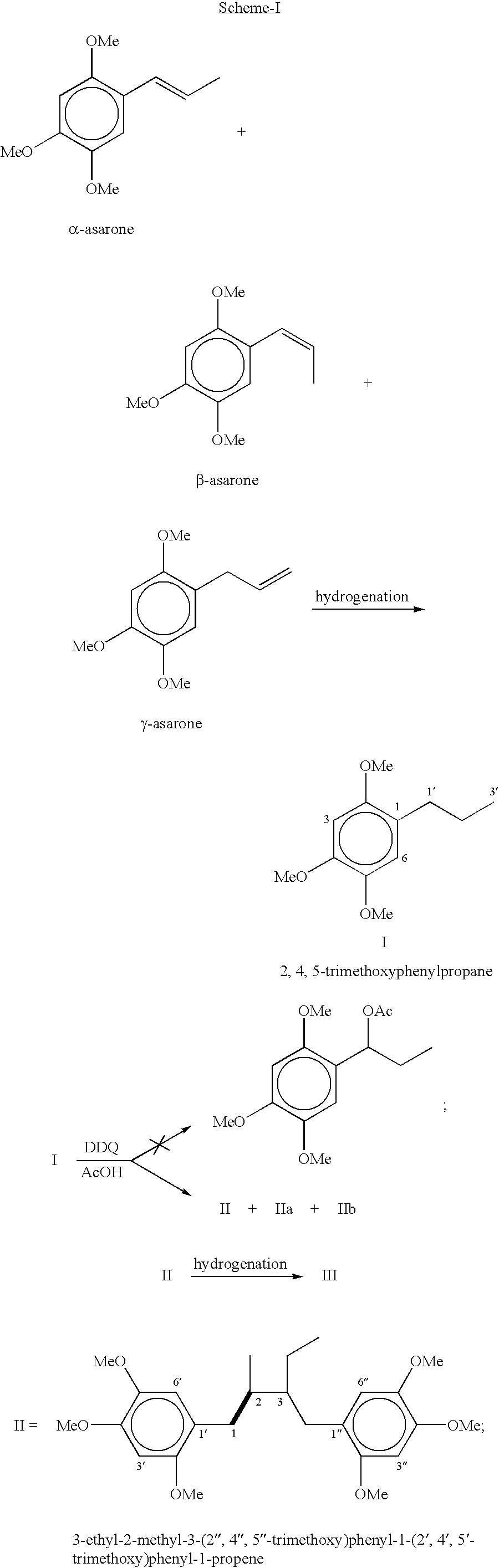 DDQ mediated one step dimerisation of beta-asarone or beta-asarone rich acorus calamus oil in the formation of novel neolignan