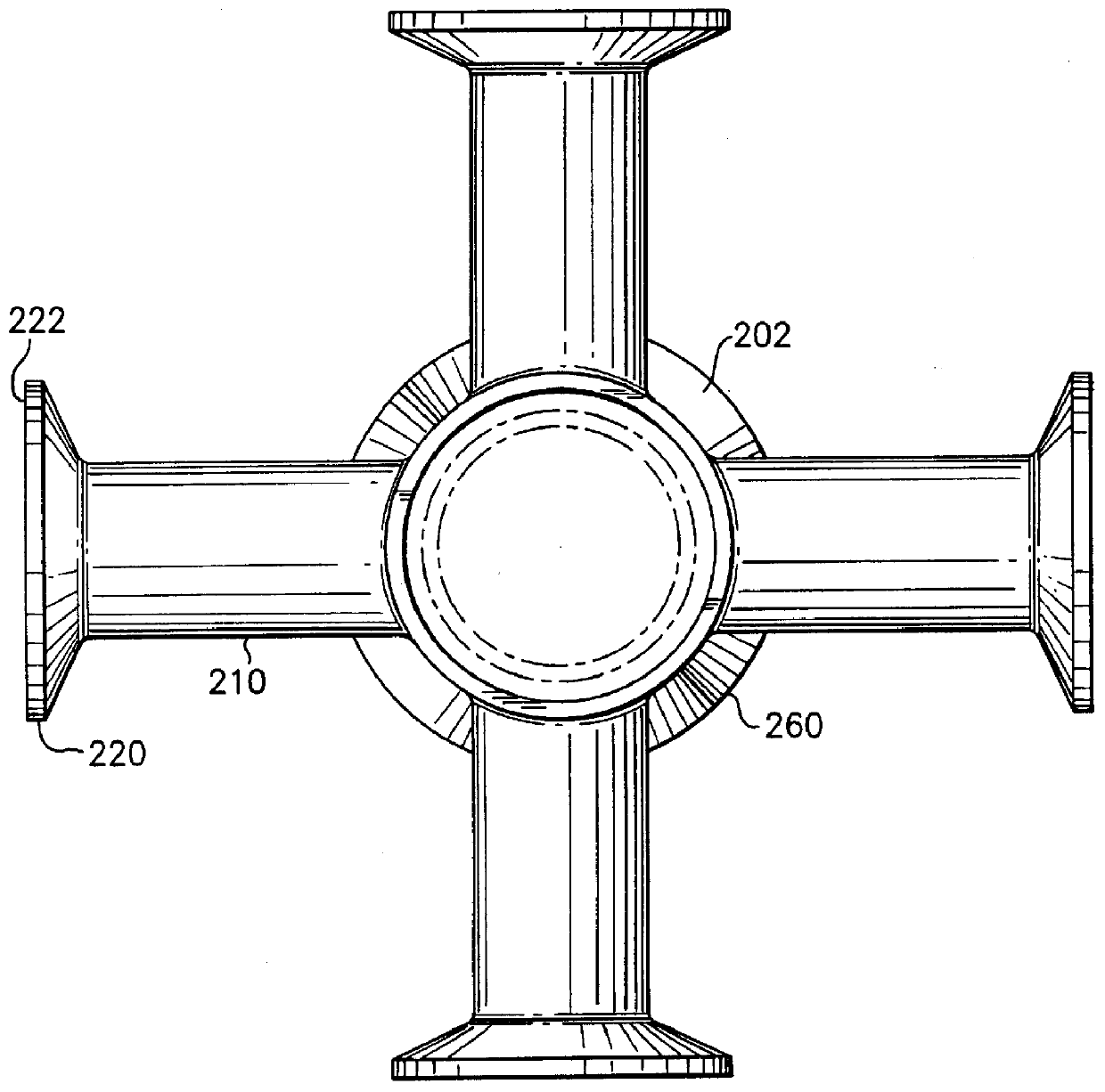 Spider fitting for multi-module filter system, and motive cart assembly comprising same