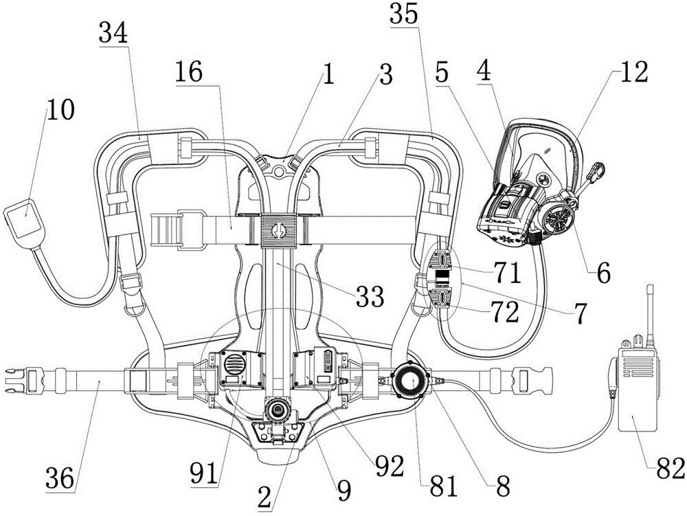 Air breathing device integrating head-up display function and communication function