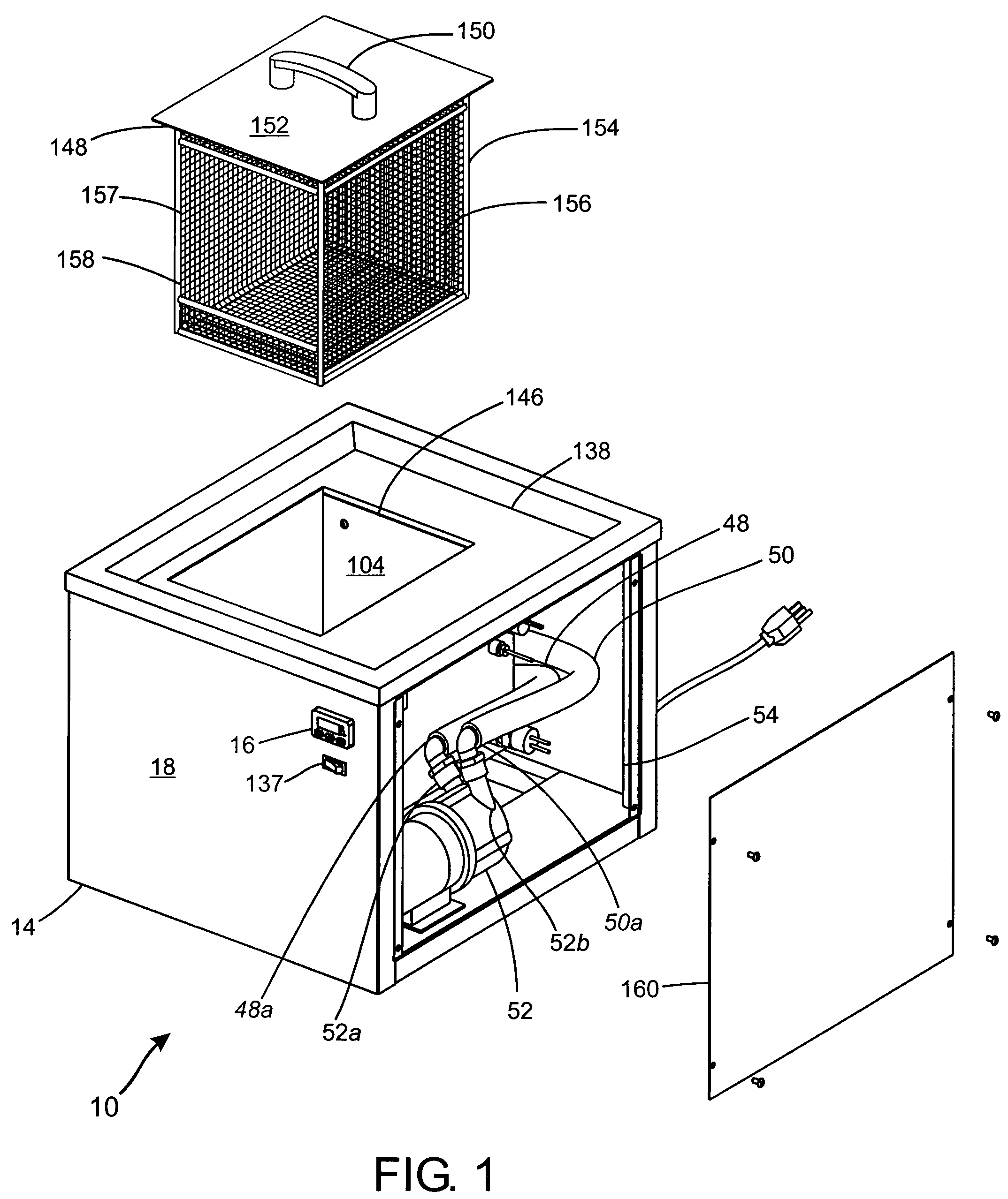 Apparatus and method of removing water soluble support material from a rapid prototype part