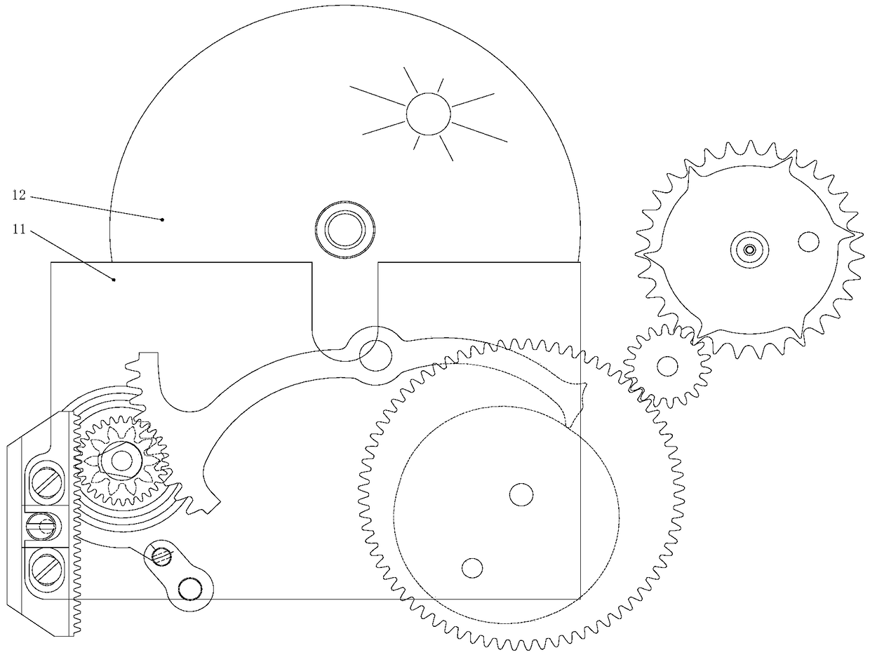 Sun azimuth and sunrise/sunset display mechanism for a watch