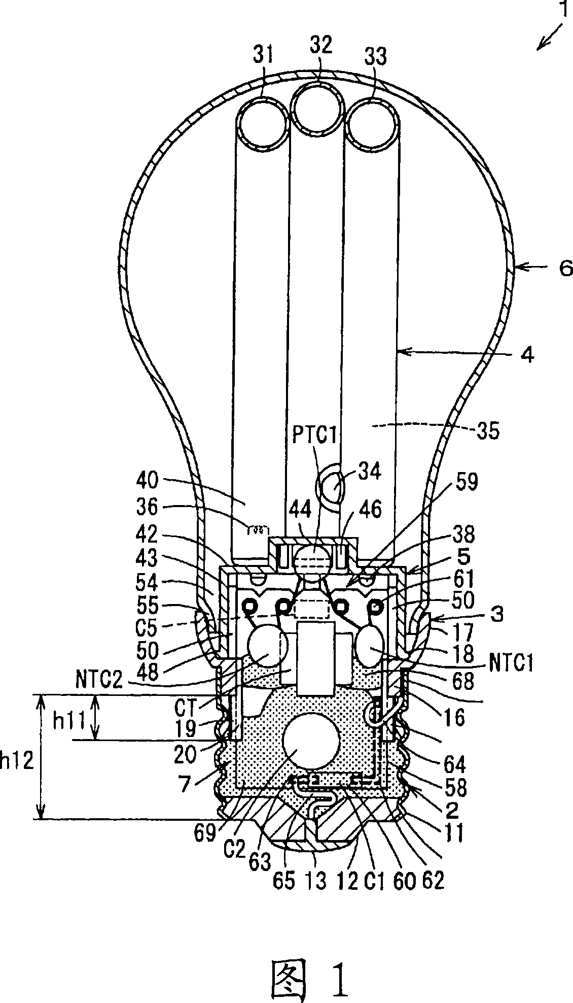 Bulb type fluorescent lamp and illuminator