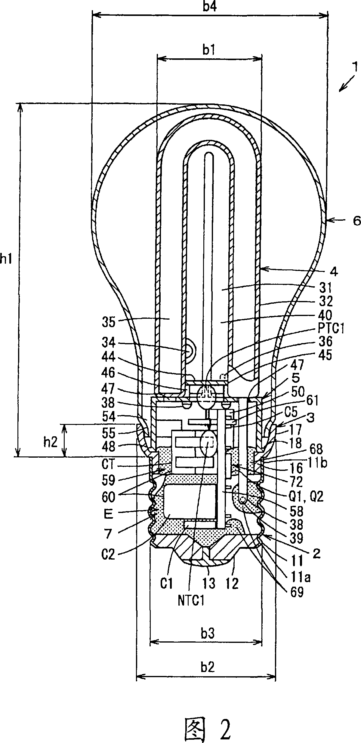 Bulb type fluorescent lamp and illuminator