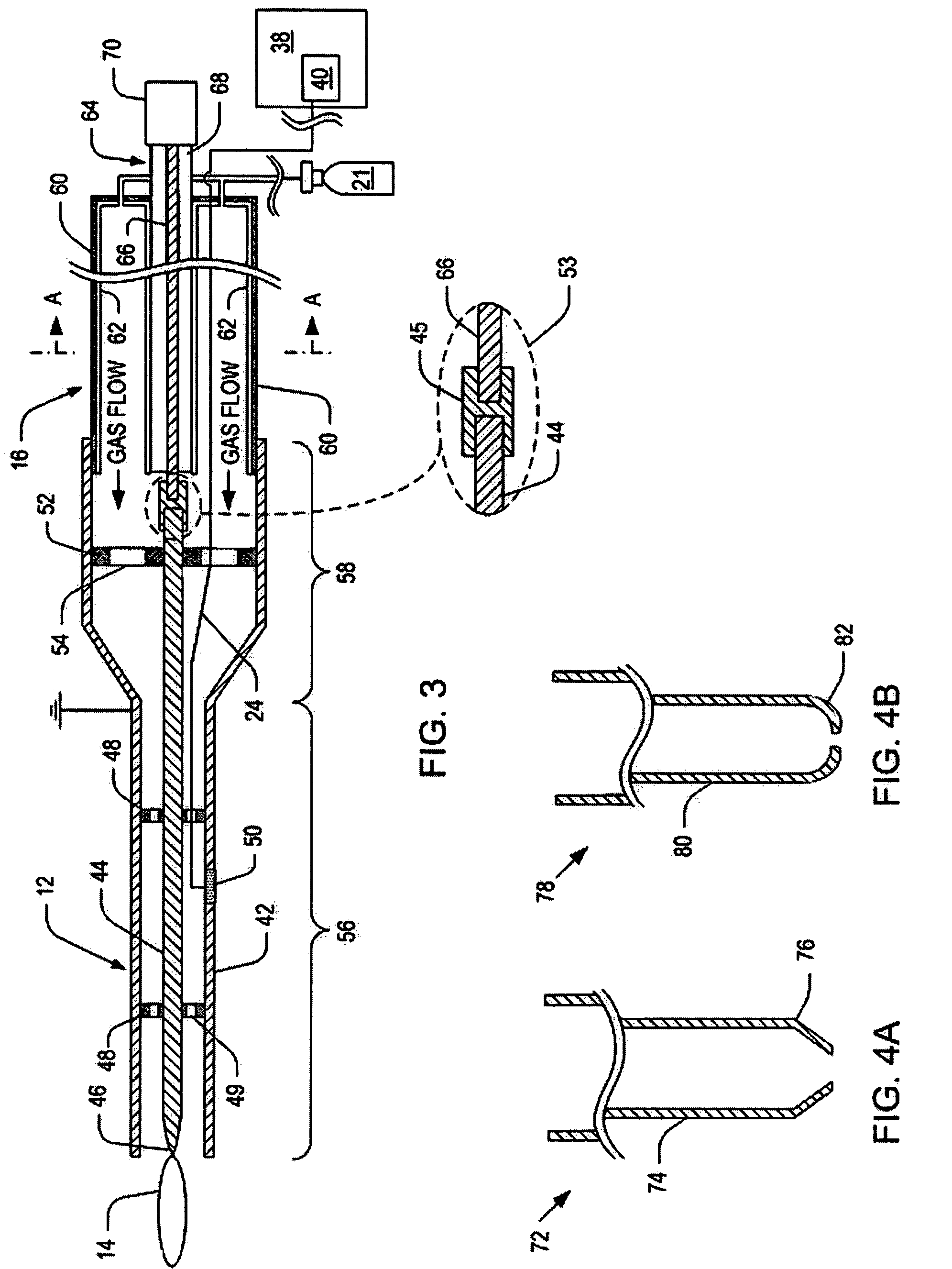 Portable microwave plasma systems including a supply line for gas and microwaves