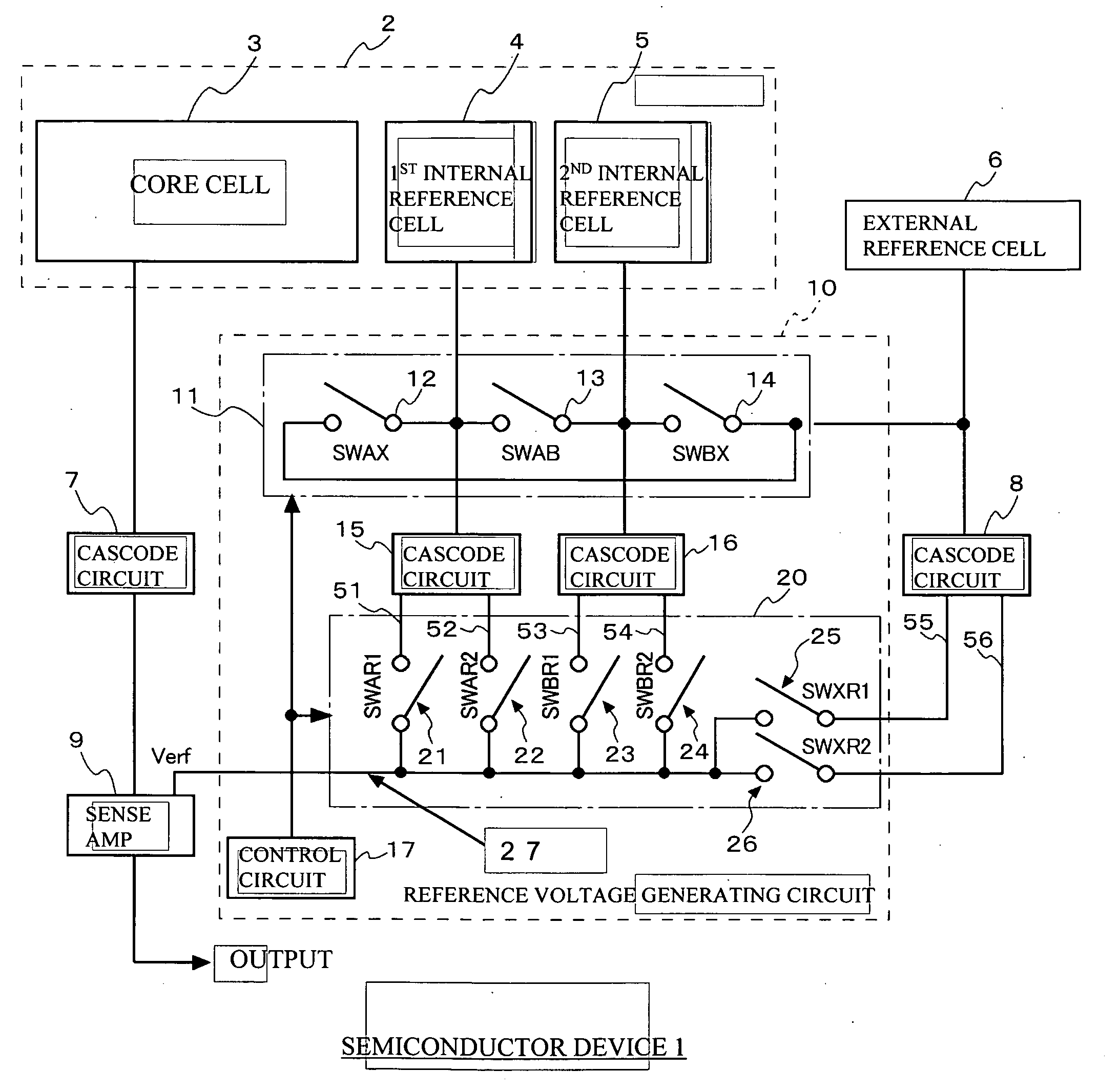 Semiconductor device and method of generating a reference voltage therefor