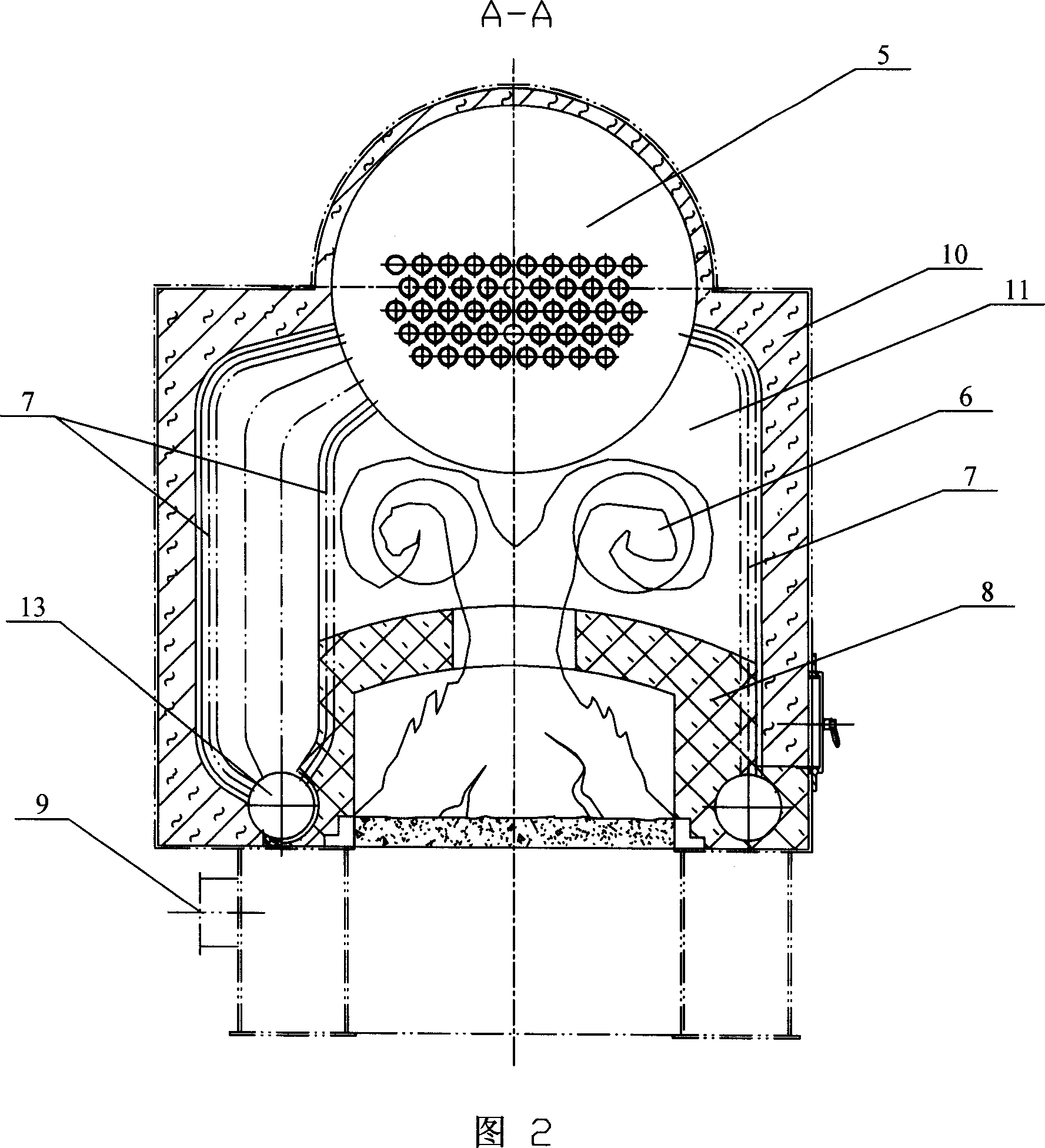 Small-sized industrial boiler hearth