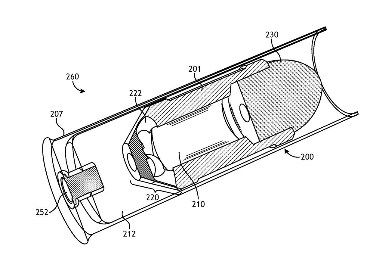 Self contained internal chamber for a projectile