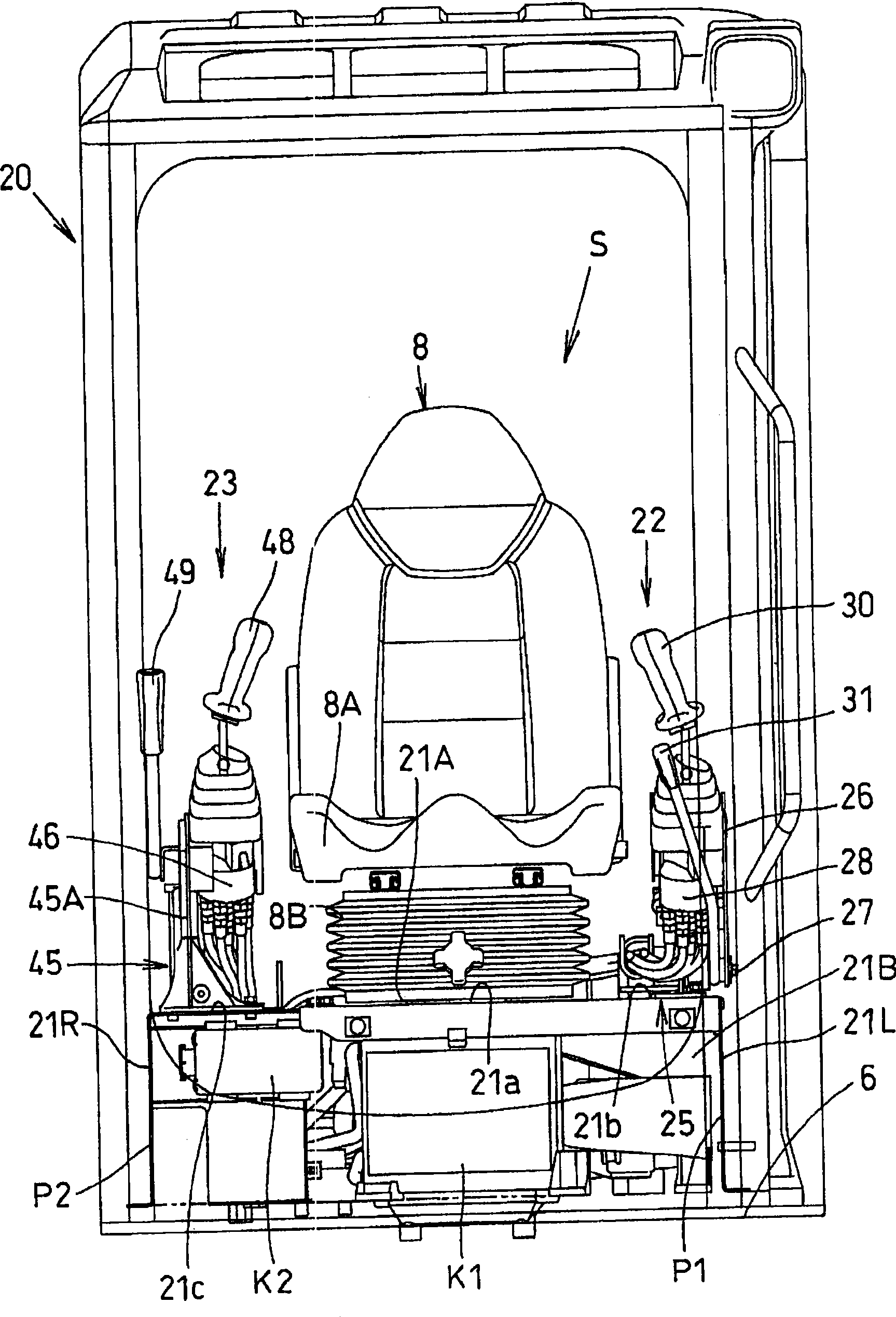 Operator's section construction for work vehicle