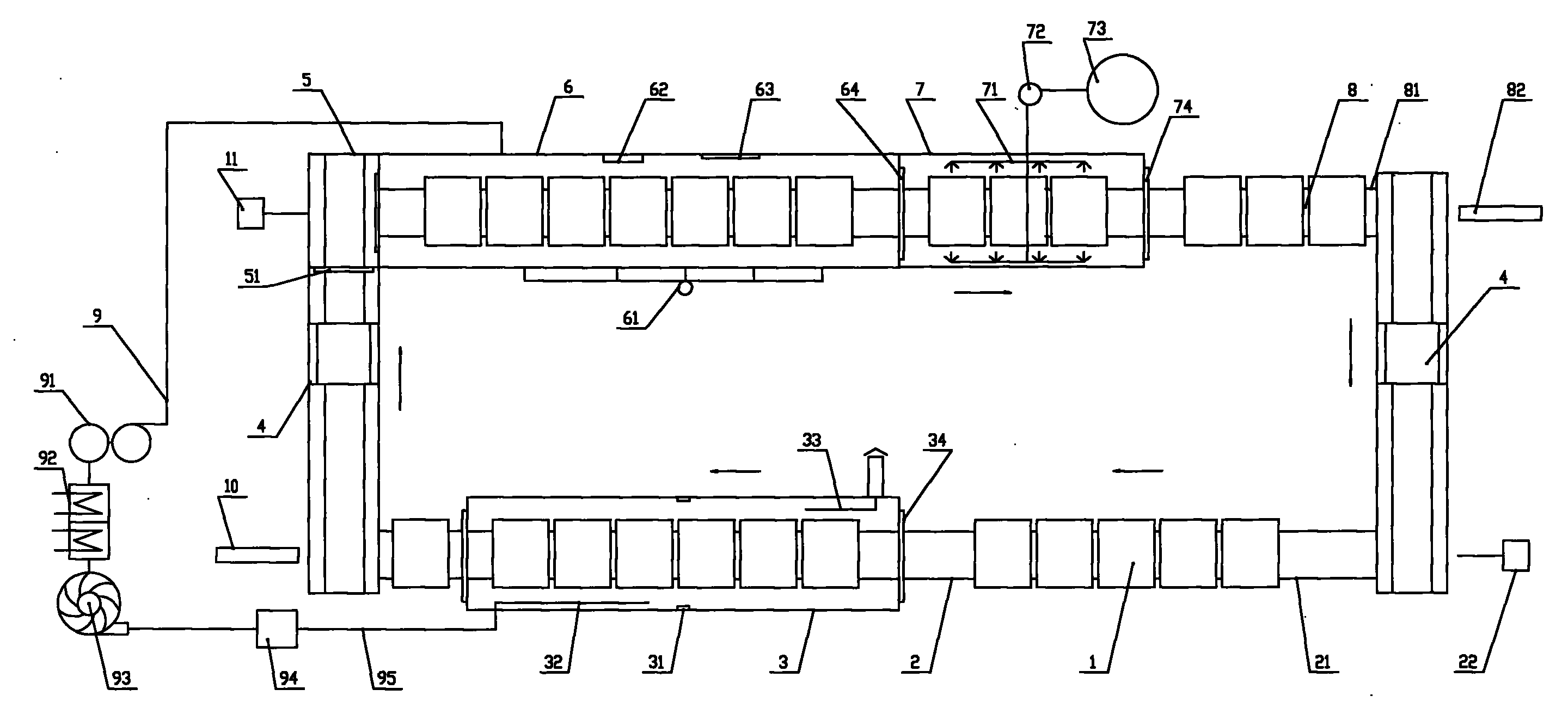 Automatic production line for making charcoal from wood and production process