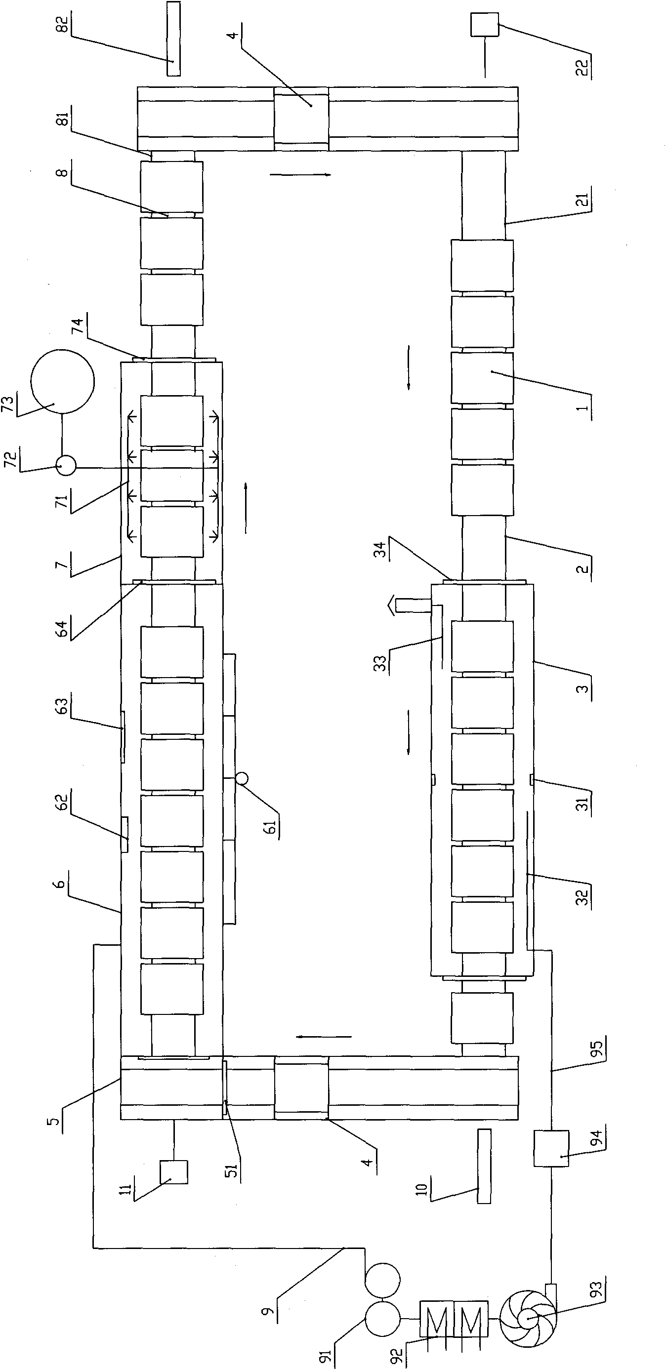 Automatic production line for making charcoal from wood and production process