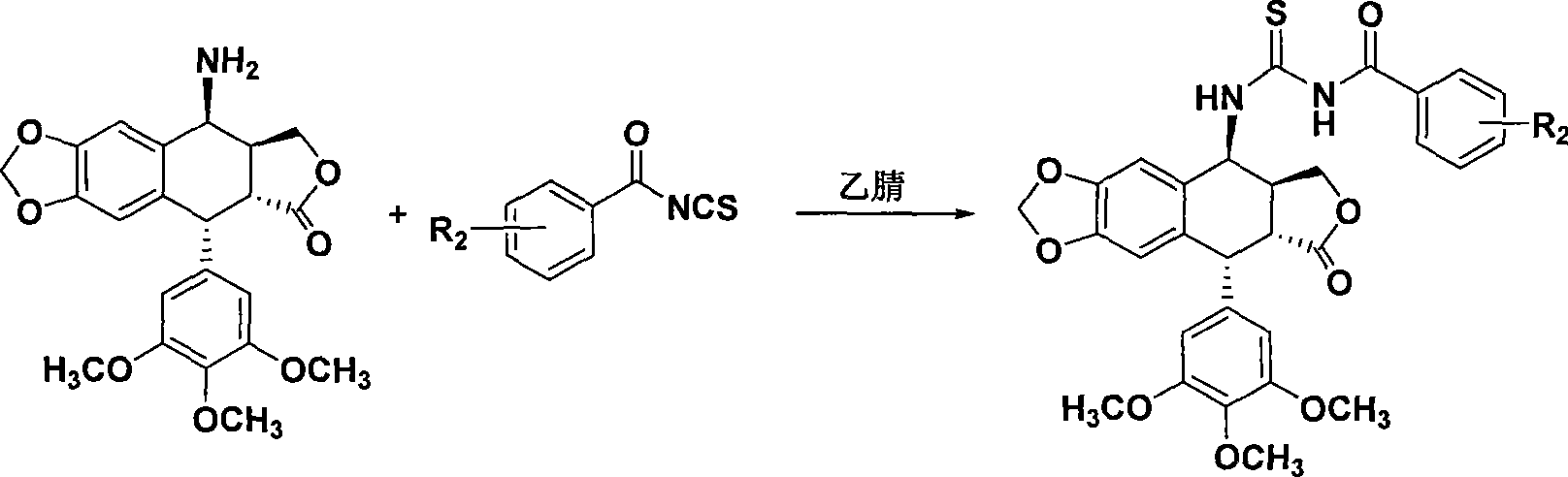 Thiourea homologues epipodophyllotoxin compound and preparation method and application thereof