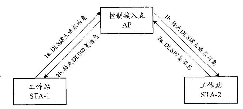 Method for spacial multiplex establishment by direct link, work station and control access point apparatus