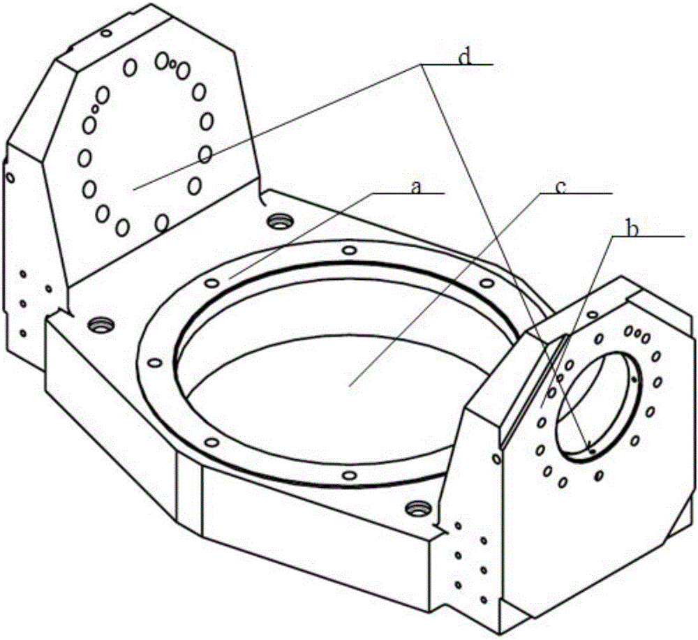 Integral cast aluminum cradle type five-axis swinging frame and manufacturing method thereof