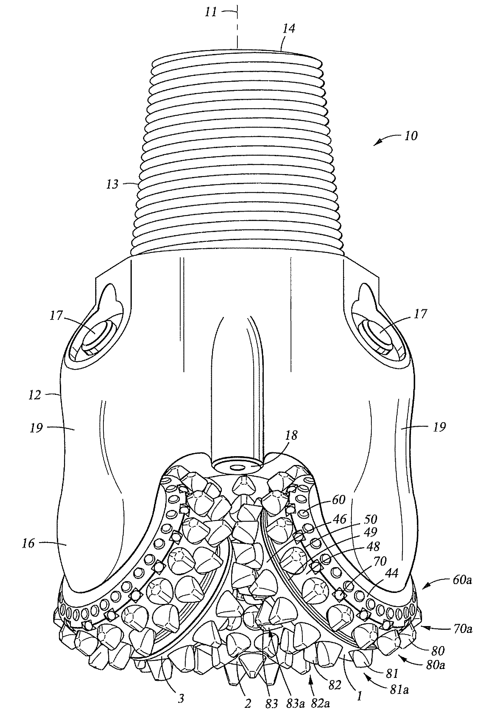 Drill bit with cutter element having crossing chisel crests