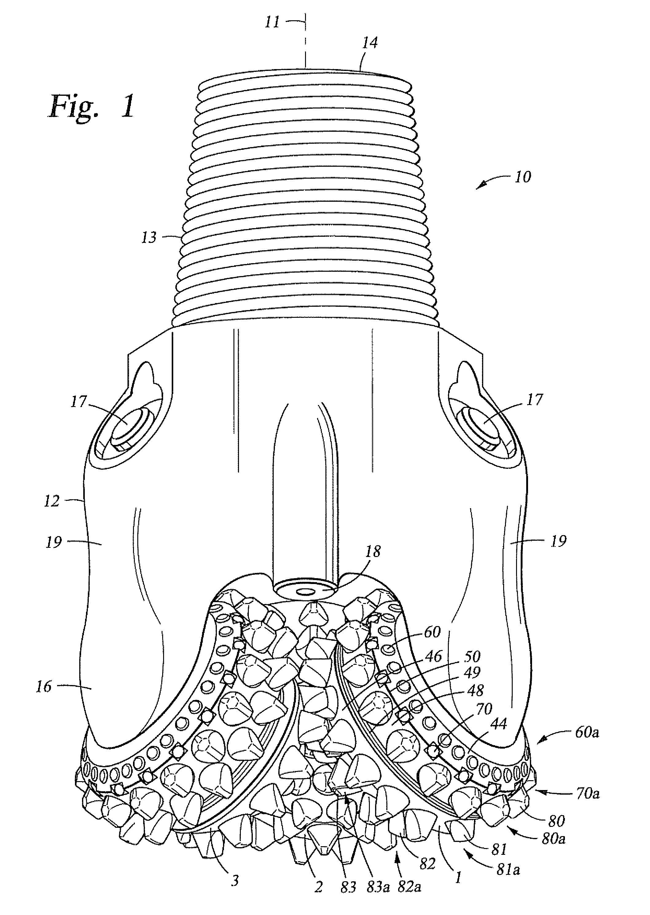 Drill bit with cutter element having crossing chisel crests