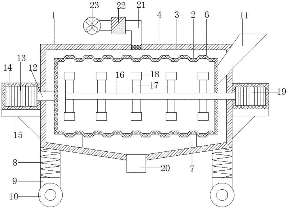 Ball mill provided with pulverizing mechanism and used for producing ceramics