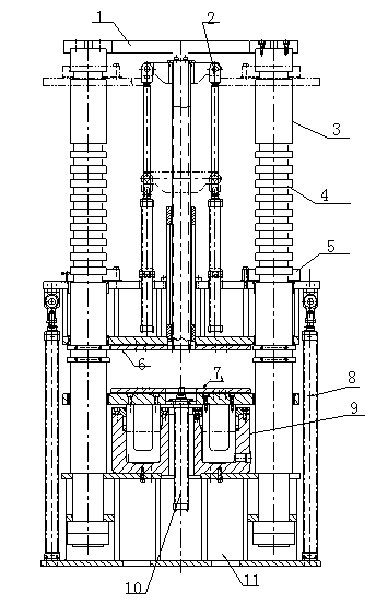 Radial tire molding curing bladder molding device