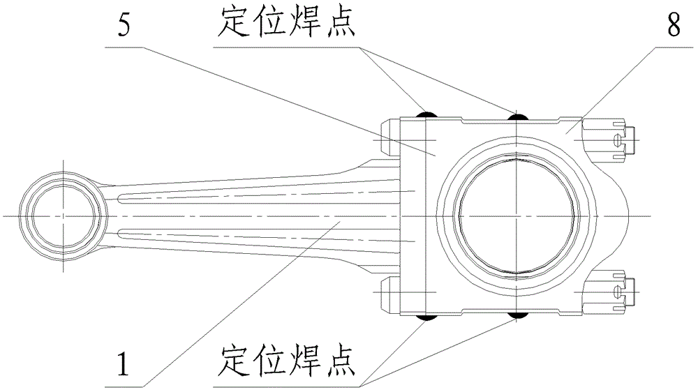 A positioning welding process for a cast titanium alloy connecting rod