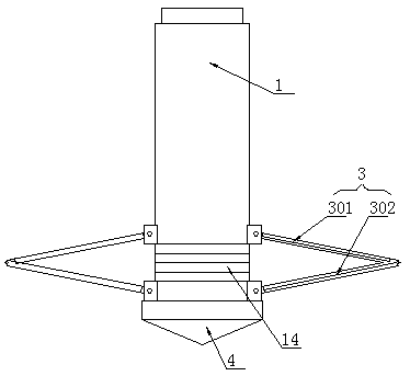 Underwater soil body expansion stirring device and underwater bottom expansion pile construction method