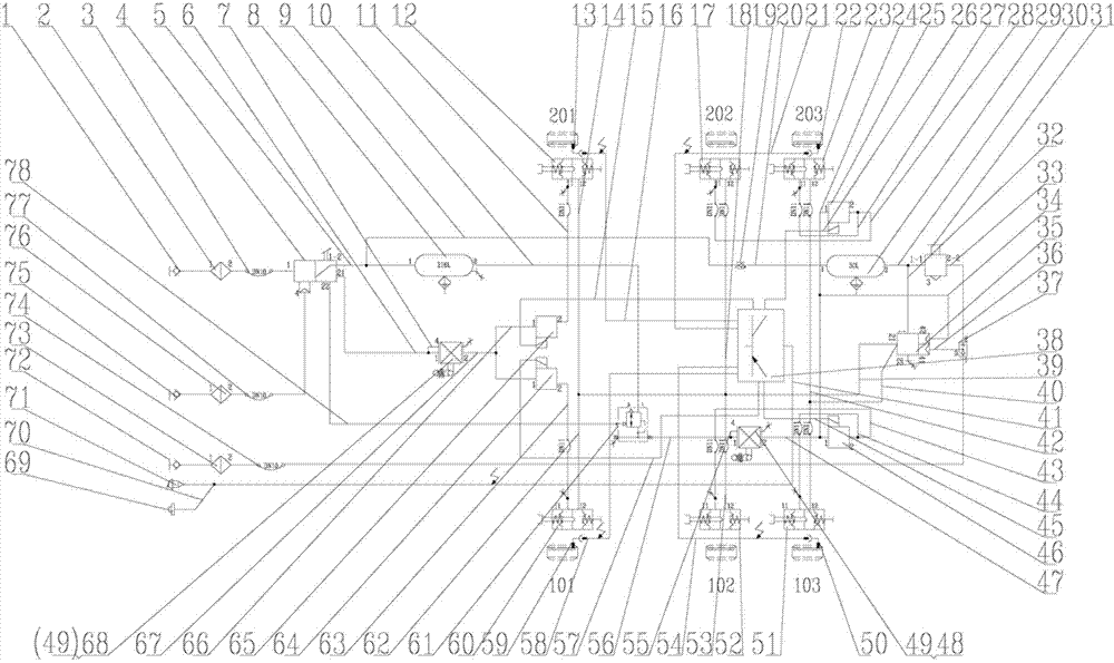 Full-trailer braking system and braking method thereof