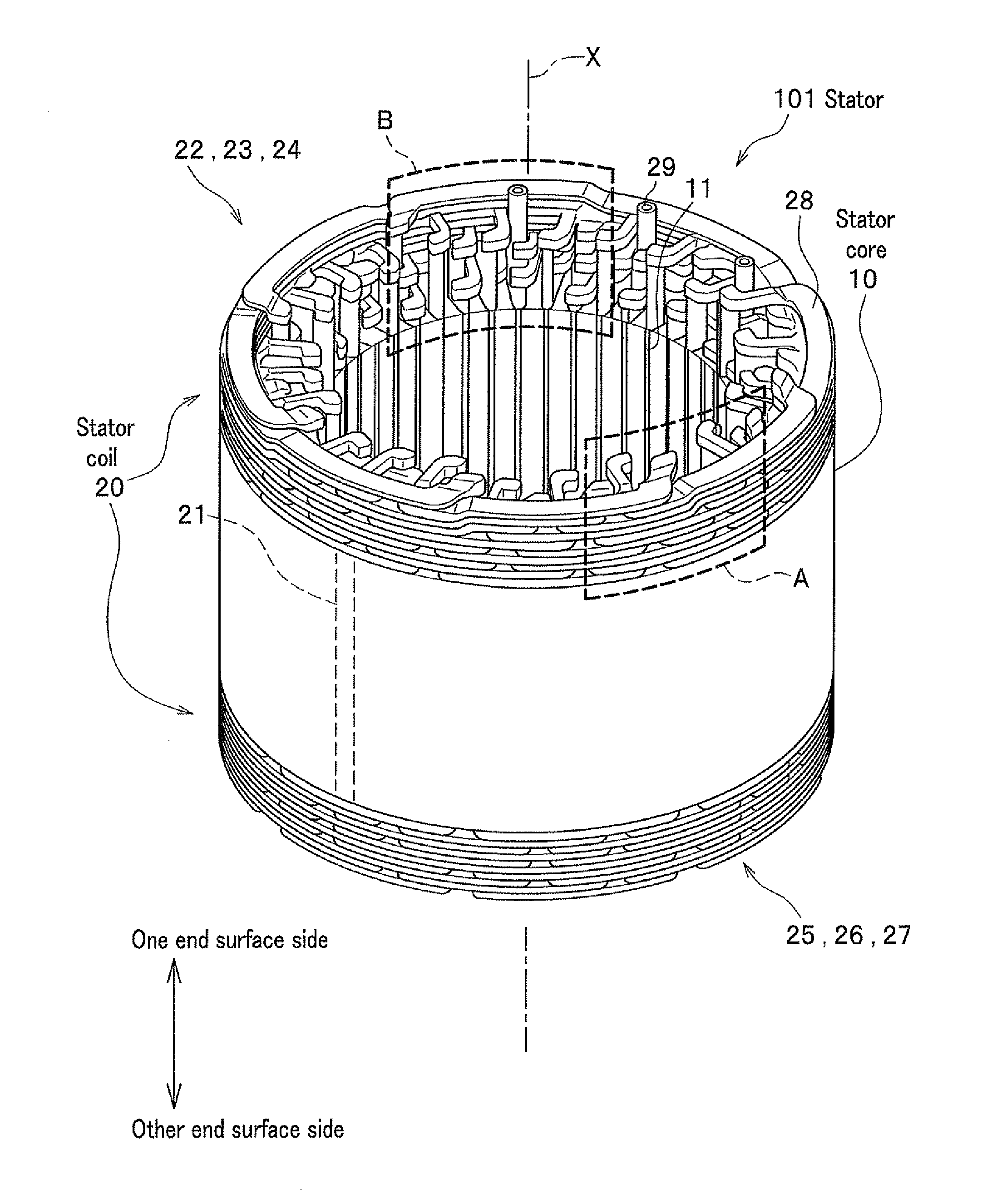 Stator for rotary electric machine