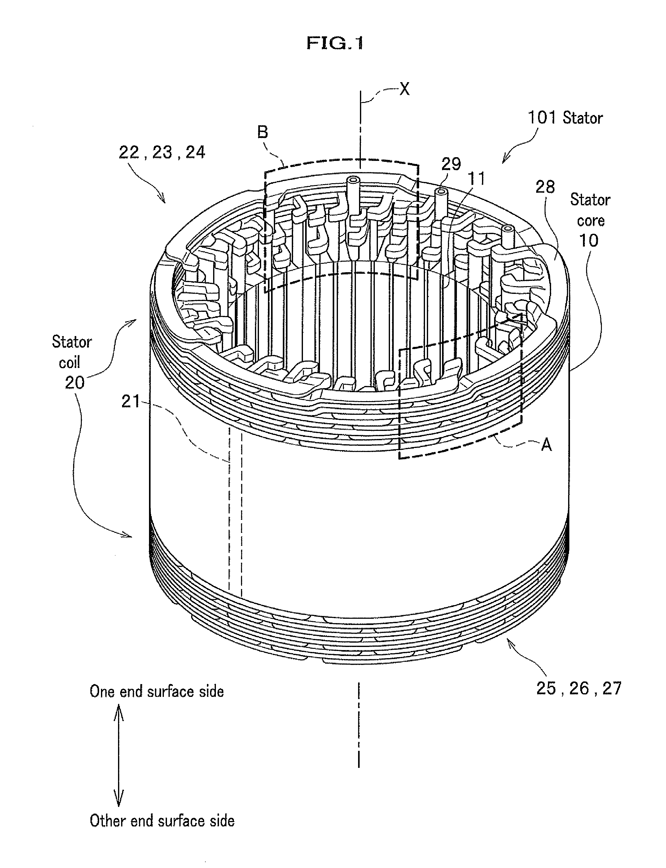 Stator for rotary electric machine