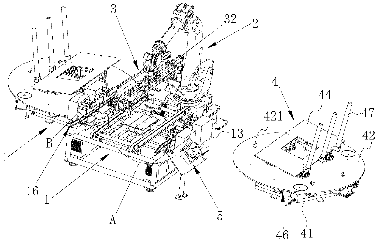 Plate stacking device and plate palletizing equipment