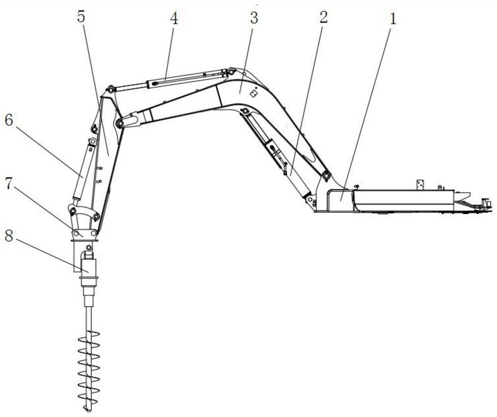 Control system and control method for auger stem machine tool of hydraulic excavator