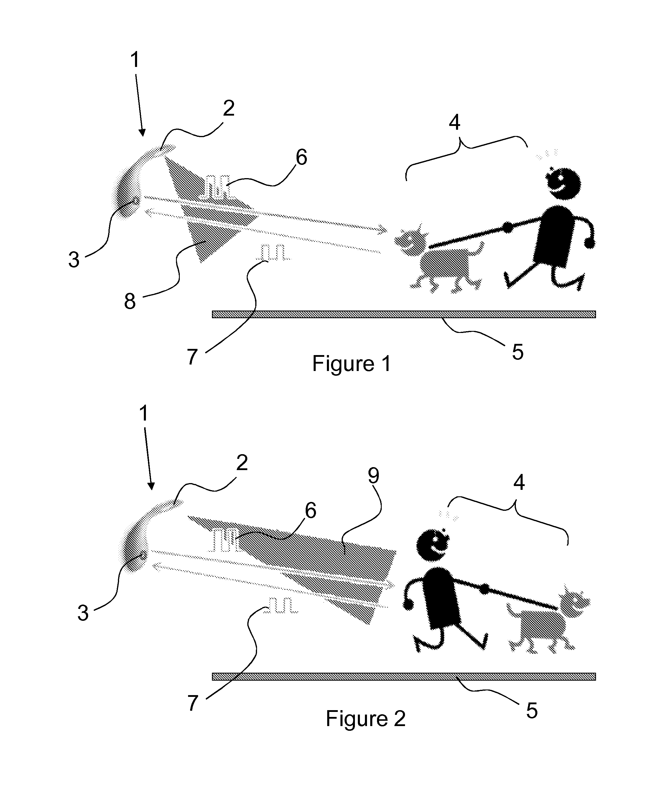 Luminaire with a sensor that varies its activation in response to the presence or absence of objects