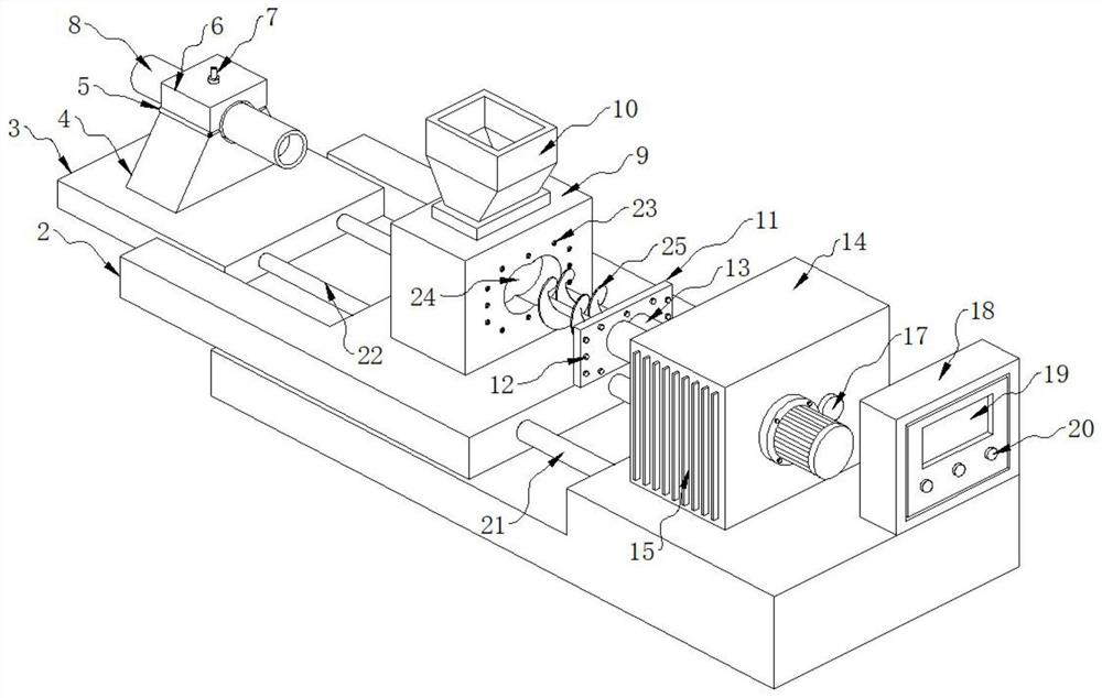 Double-spiral type plastic extrusion device