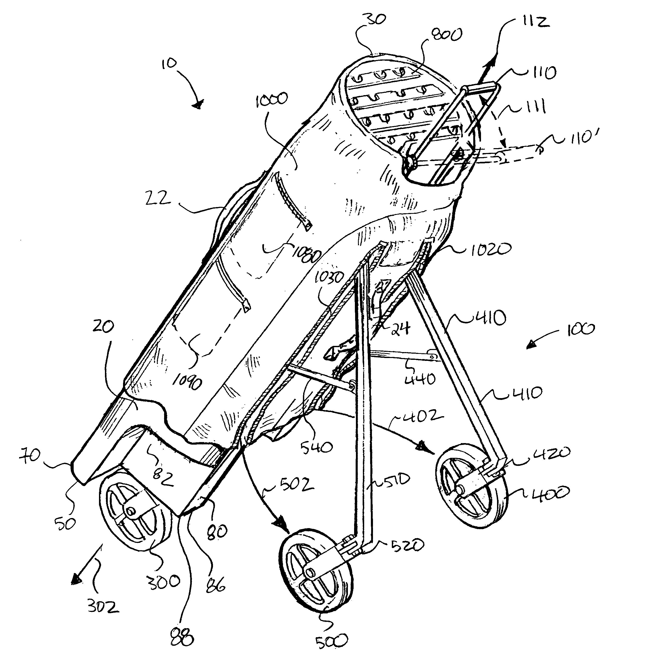 Sports bag with integral transportation system