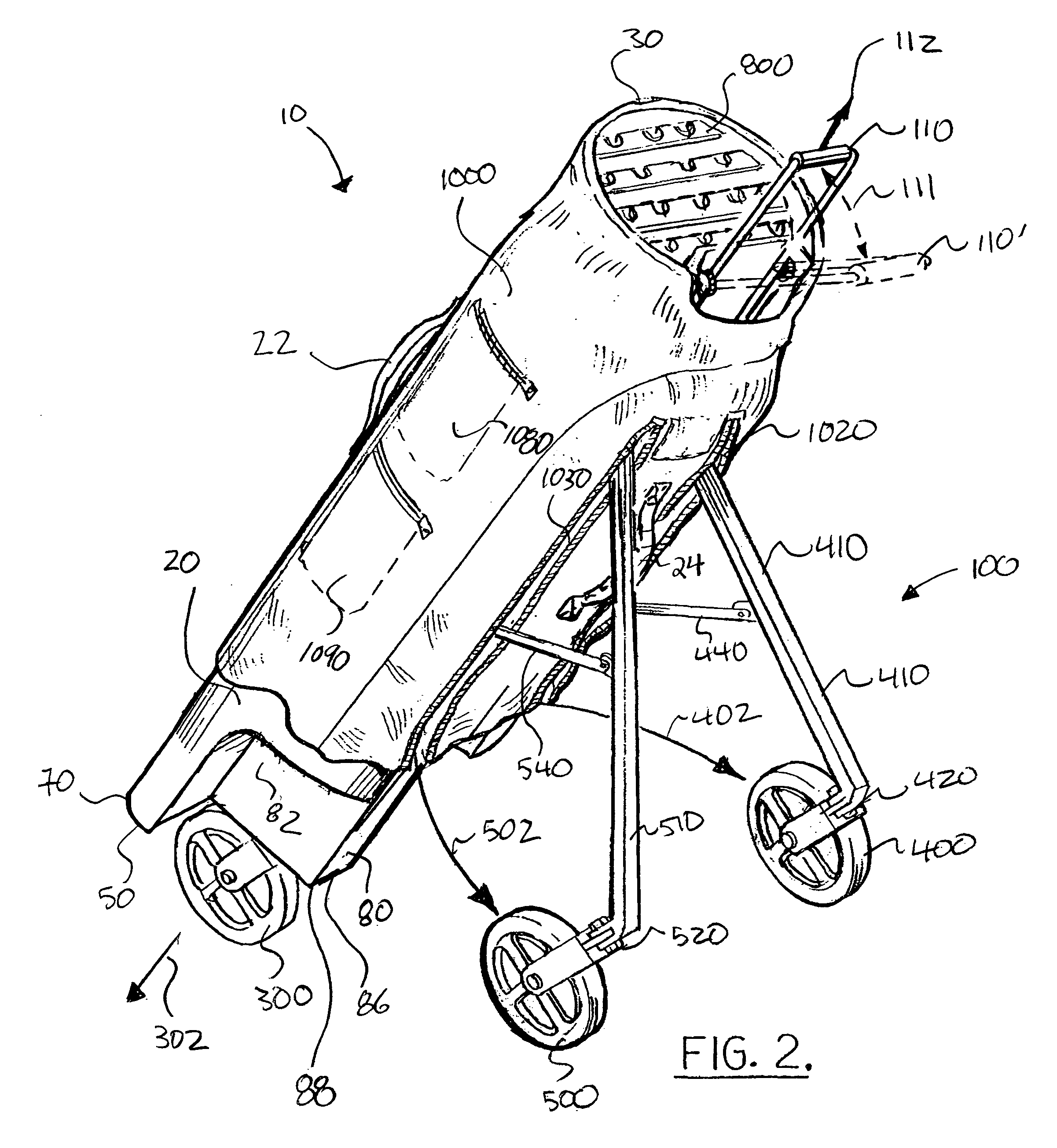 Sports bag with integral transportation system