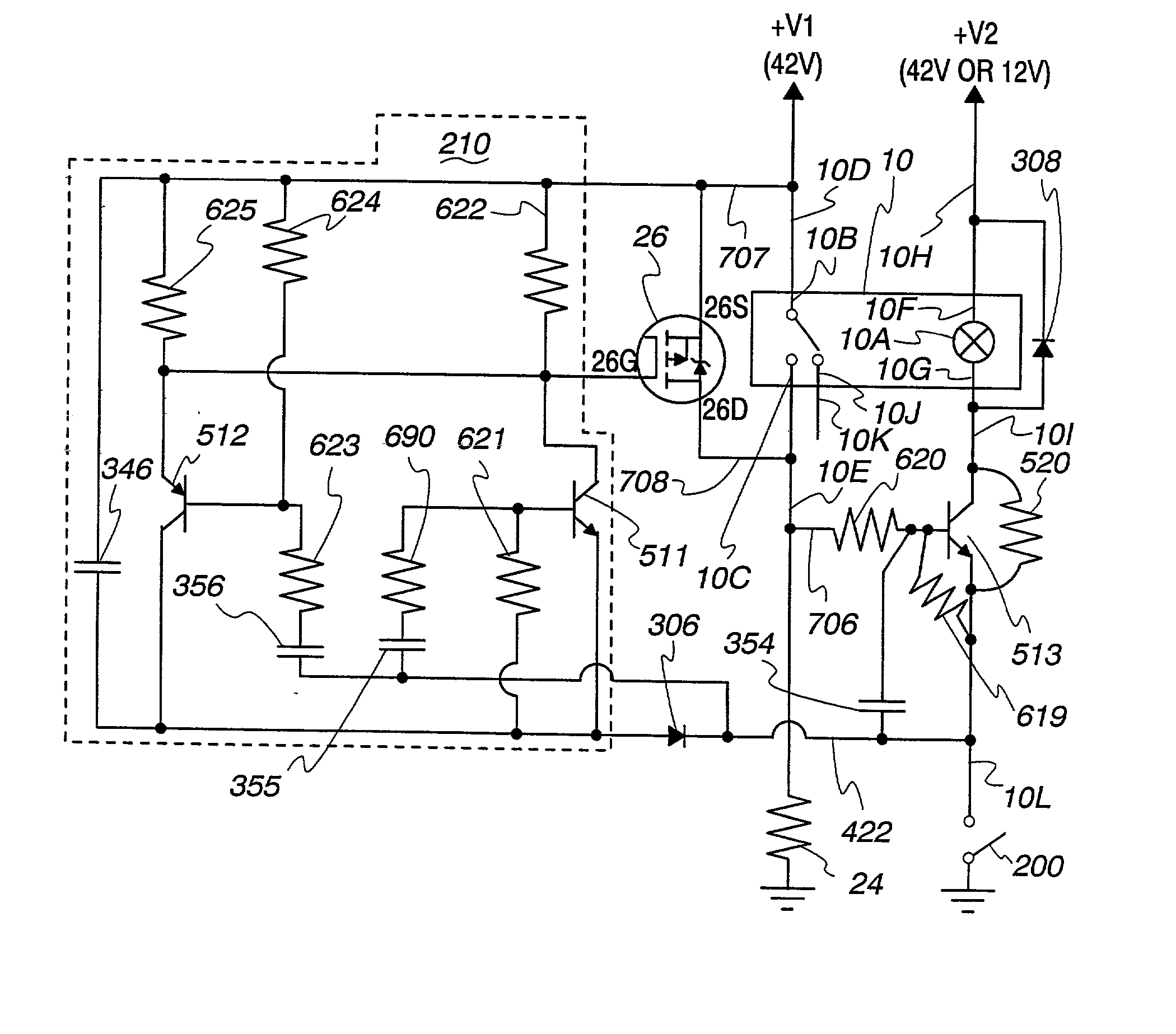 Circuit for operating voltage range extension for a relay