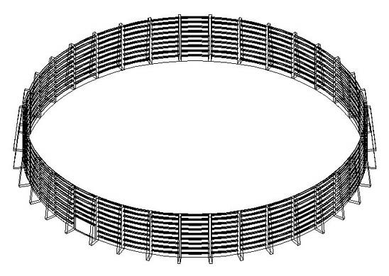 Round coal yard barricade of concrete pilaster of steel plate wall