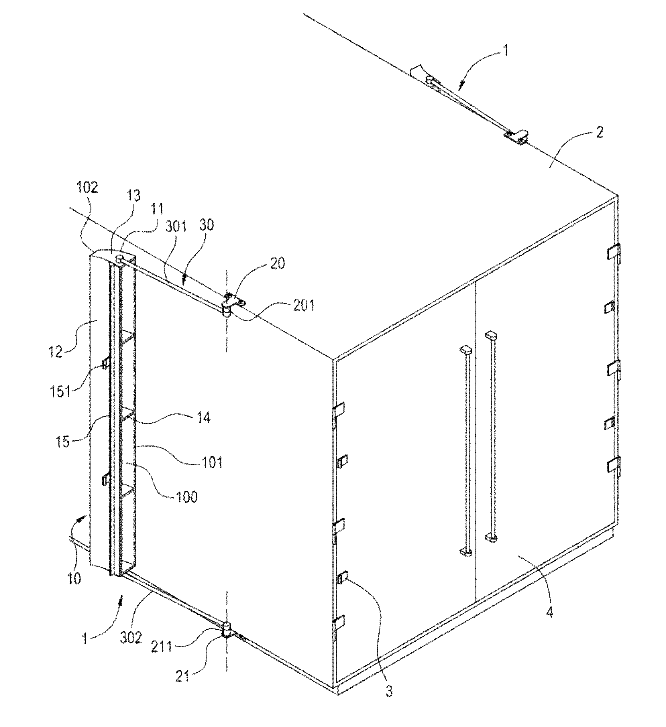 Rotationally supporting structure of vehicle's drag-reducing apparatus