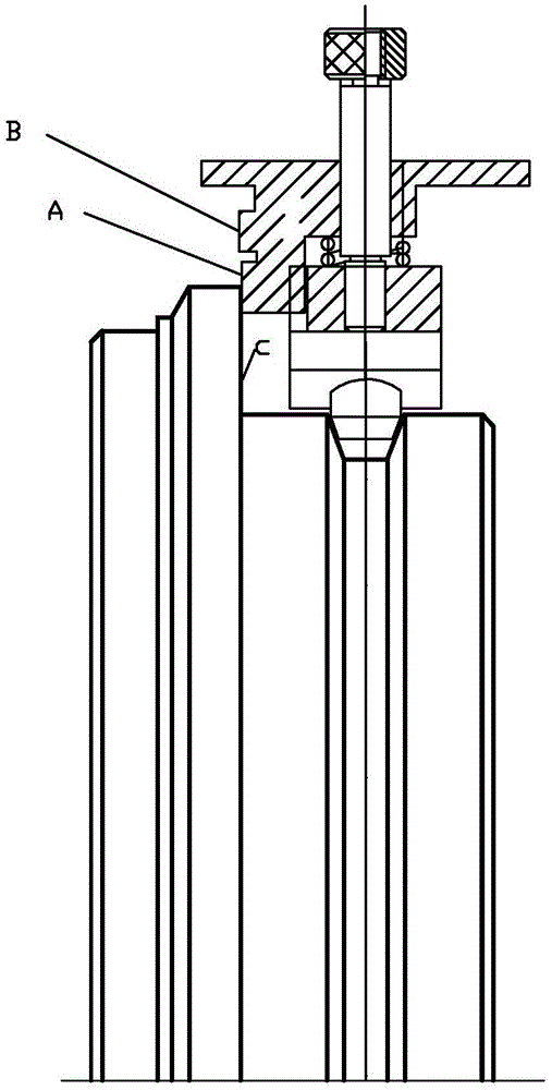 Device for measuring distance from body connection sleeve V-shaped groove center to middle end face