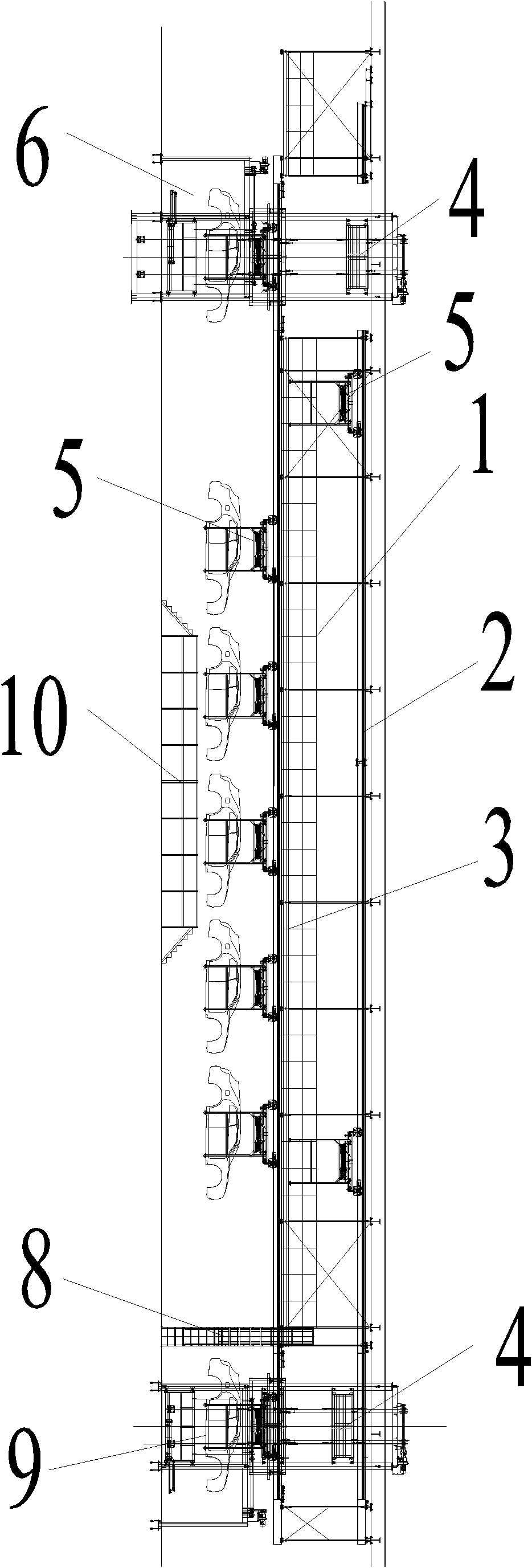 Overhead conveying system of disassembly line for scrapped automobile