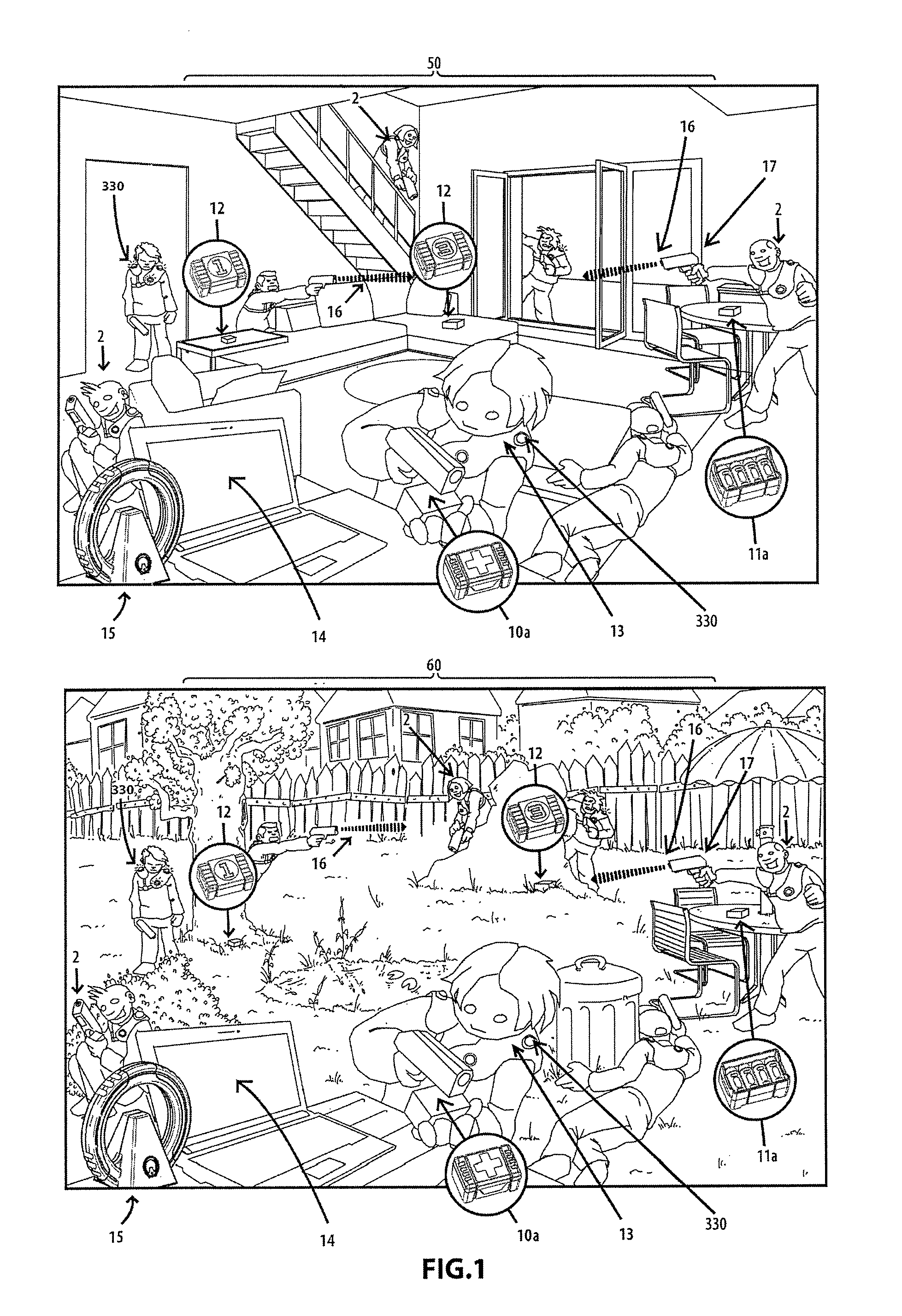 Interactive game systems and methods including a transceiver and transponder receptor