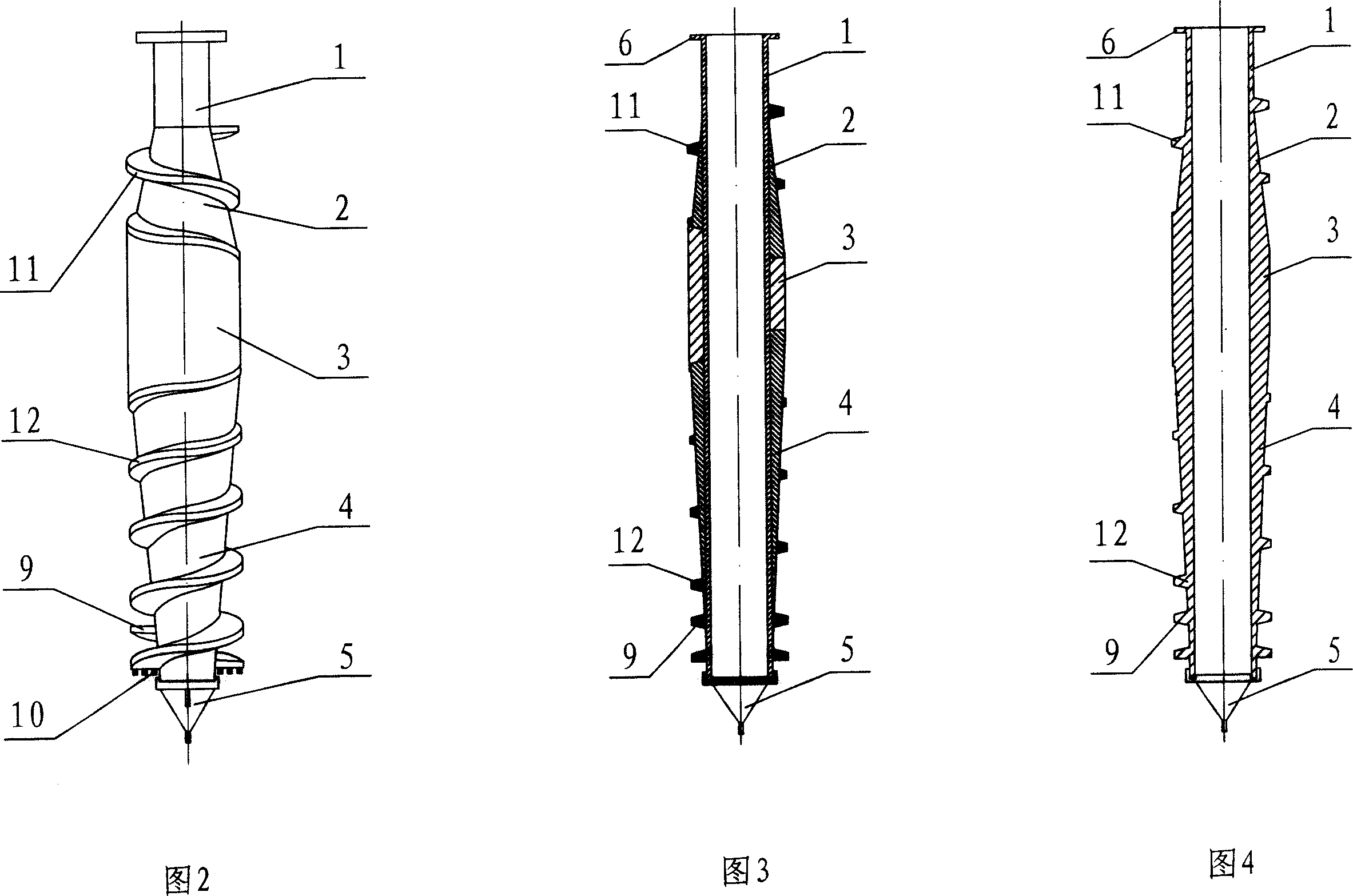 Bidirectional helix extruding-enlarging pile construction method and bidirectional helix closed extruding-enlarging aiguille