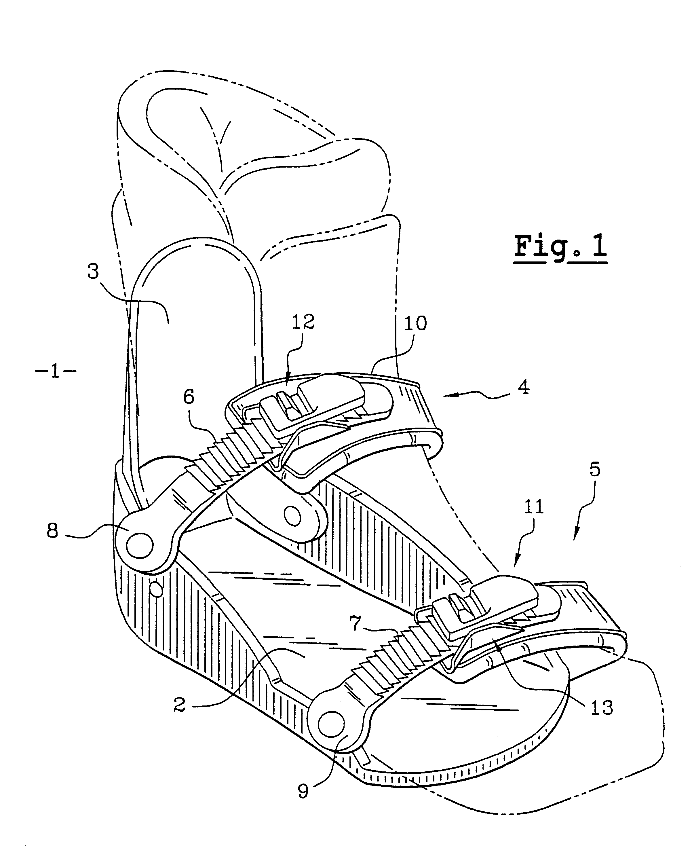 Device for clamping together two parts of a sports article