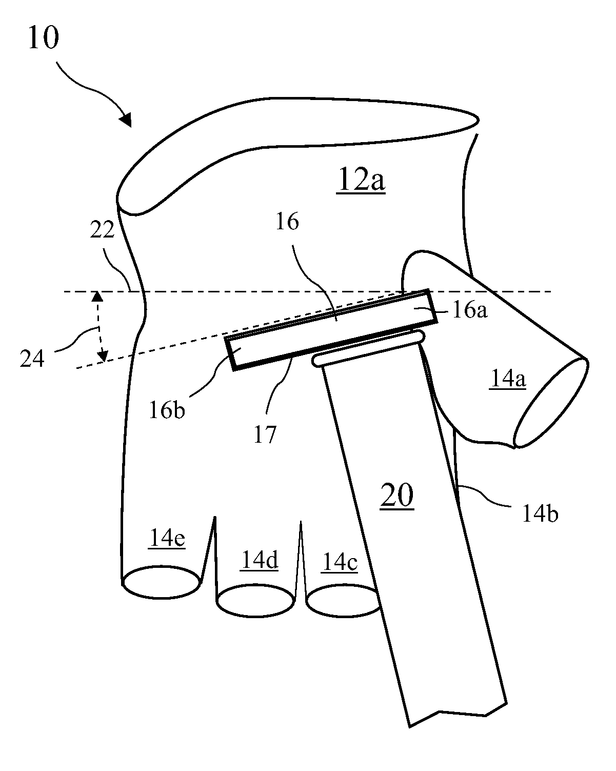 Golf glove with club handle stop