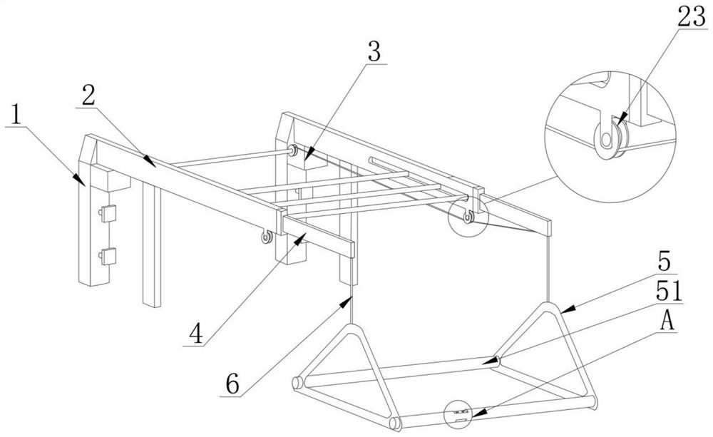 Self-adaptive maintenance hanging bracket for smart city high-rise full-glass curtain wall